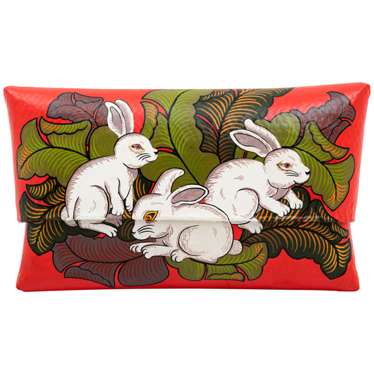 Rabbit Clutch with Hand-Painted and Tourmaline