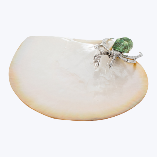 Mother of Pearl Plate with Hermit Crab