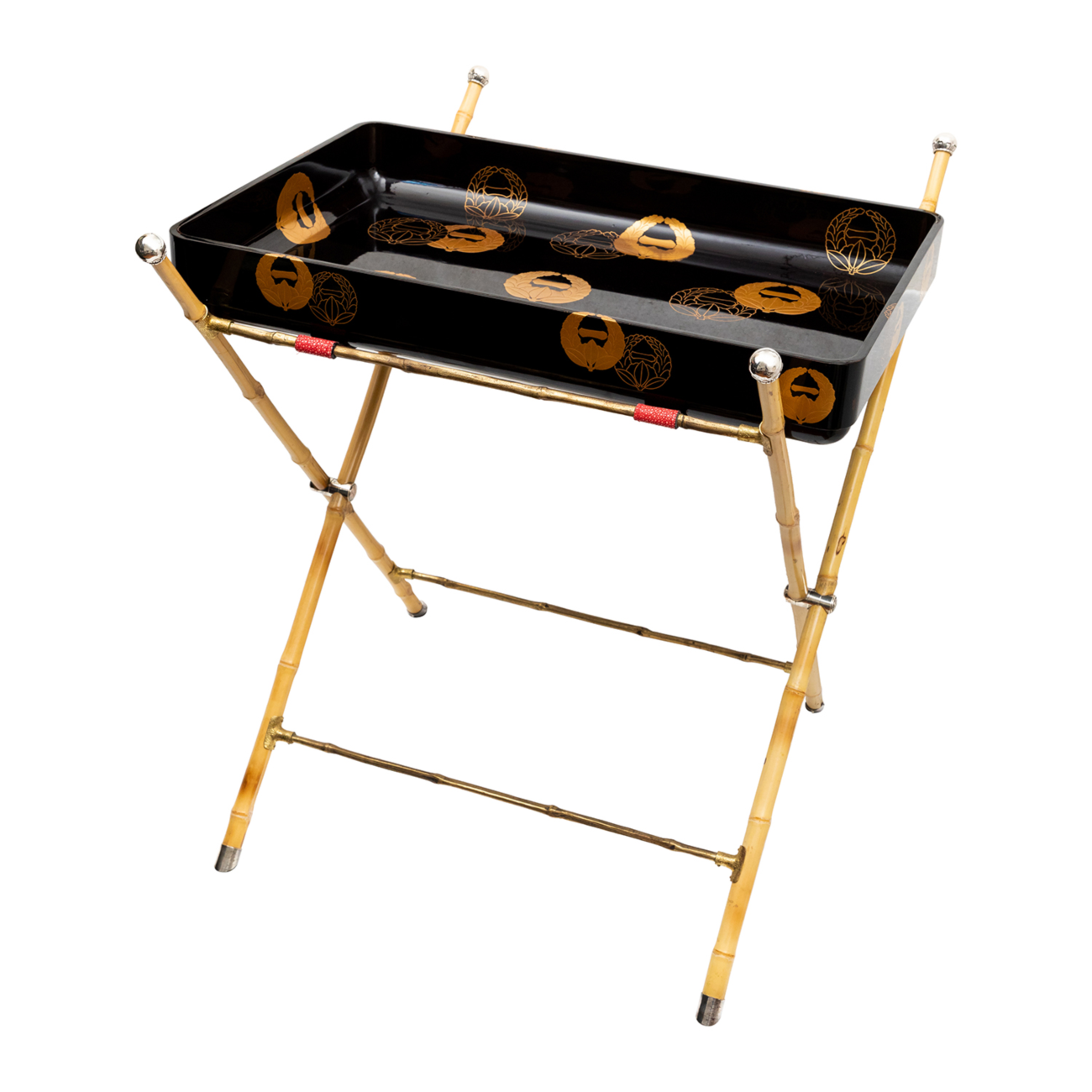 Japanese Lacquer Butler Tray with Bamboo Stand