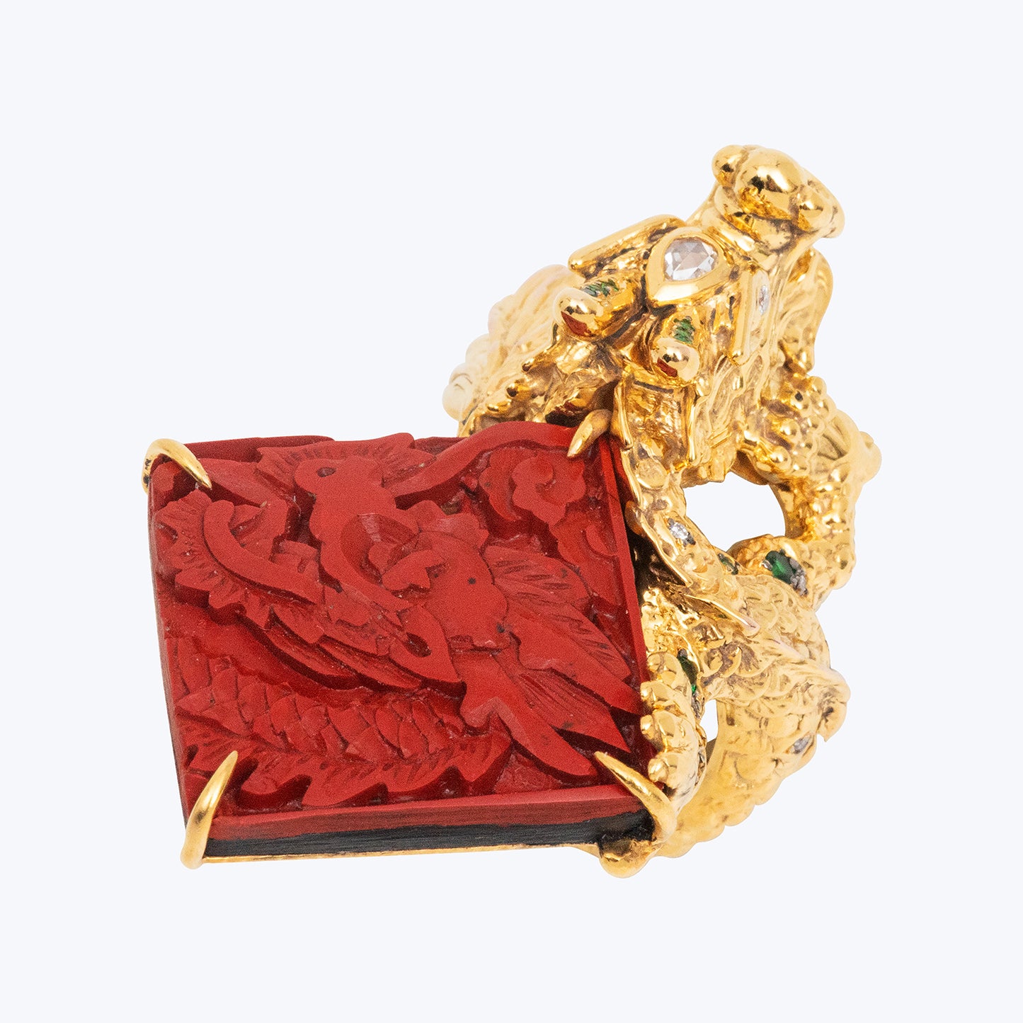 Golden Dragon Red Lacquer Ring