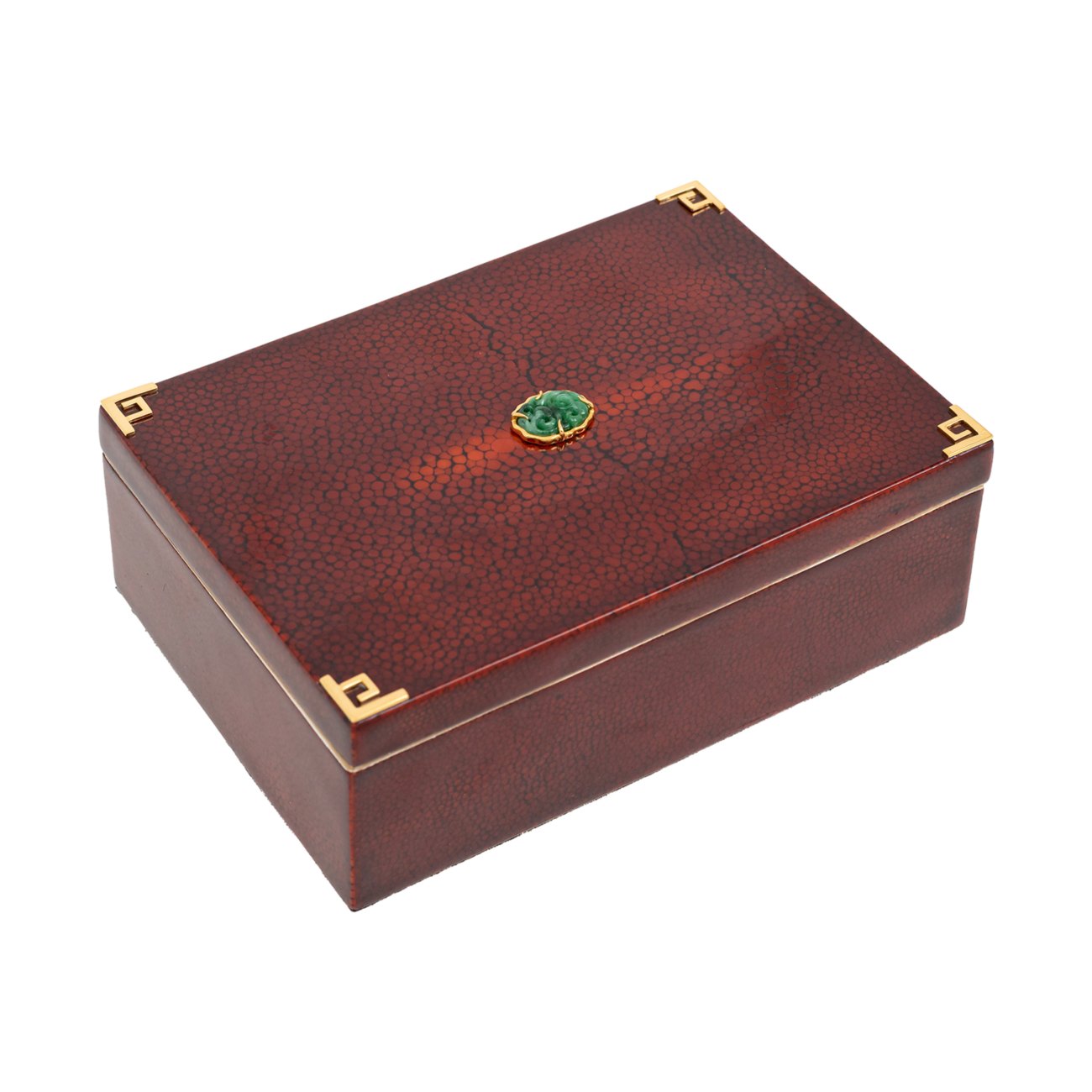 Lacquer Galuchat Box Decorated with Jade
