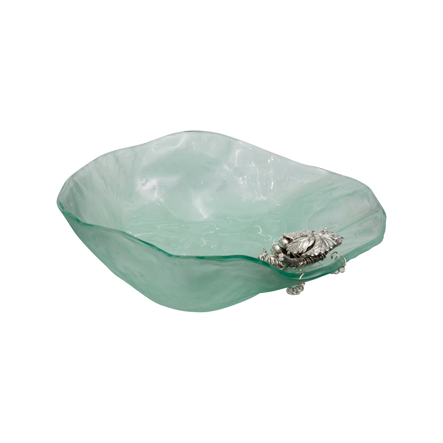 Glass Bowl with Silver Grape #L