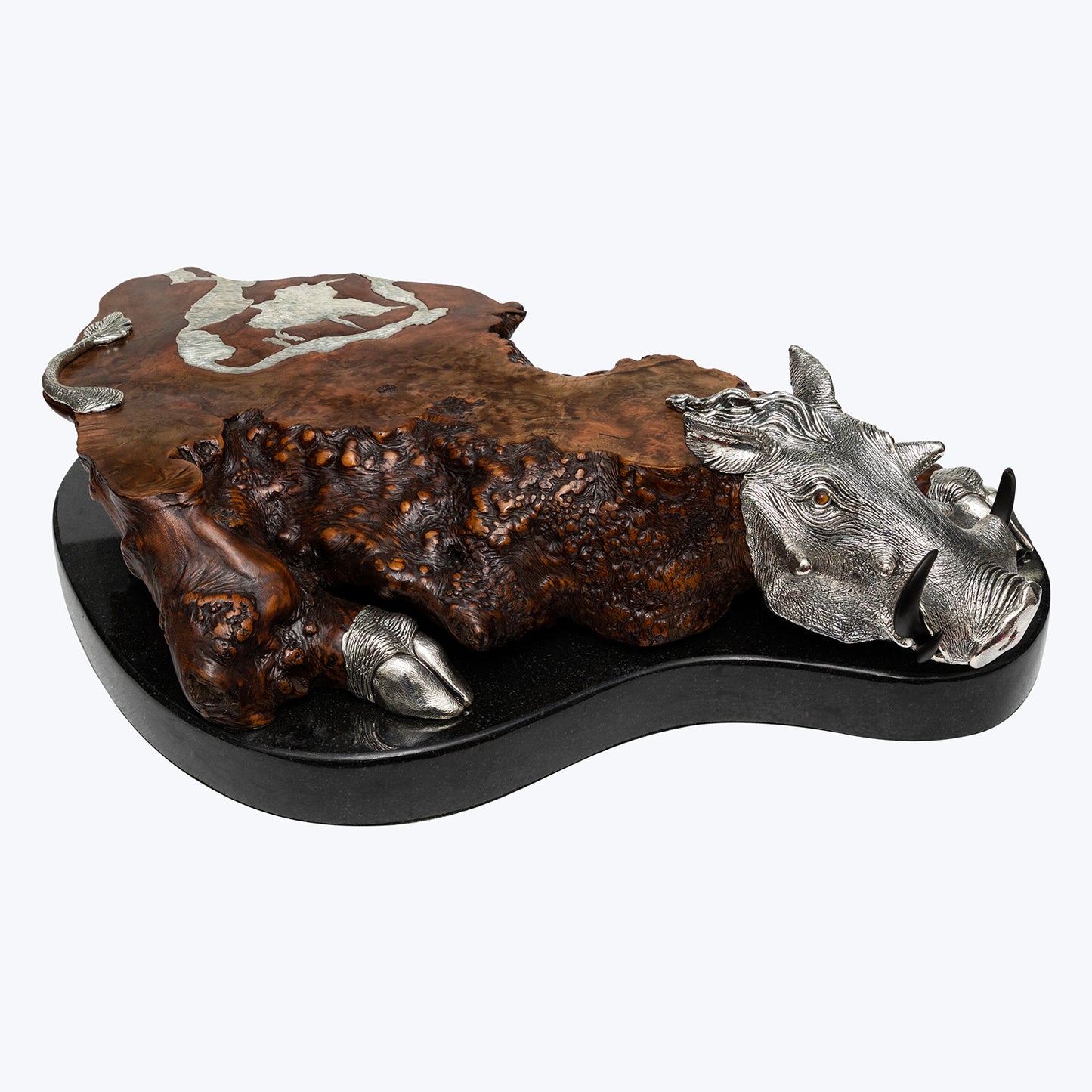 Wild Boar Burl Wood Sculpture