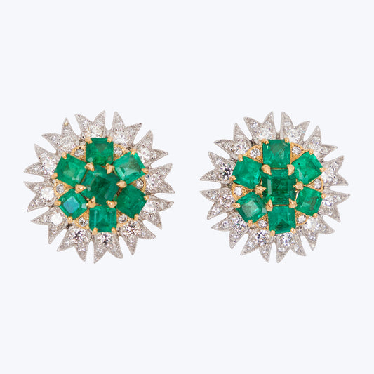 Tremblante Diamond and Emerald Earrings