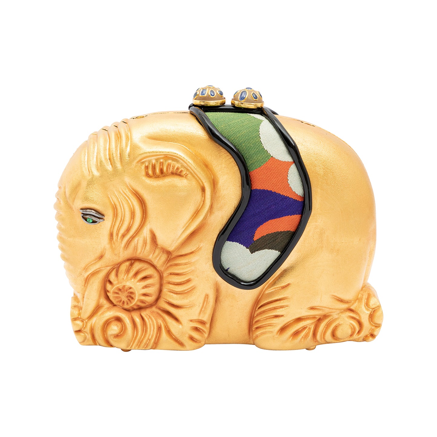 Golden Elephant Handbag with Tsavorite and Pearl