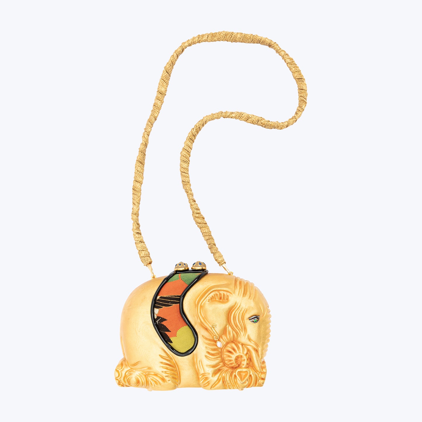 Golden Elephant Handbag with Tsavorite and Pearl