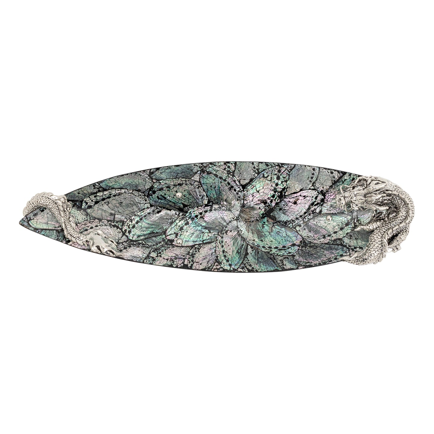 Abalone Shell Bowl with Sterling Silver Dragon