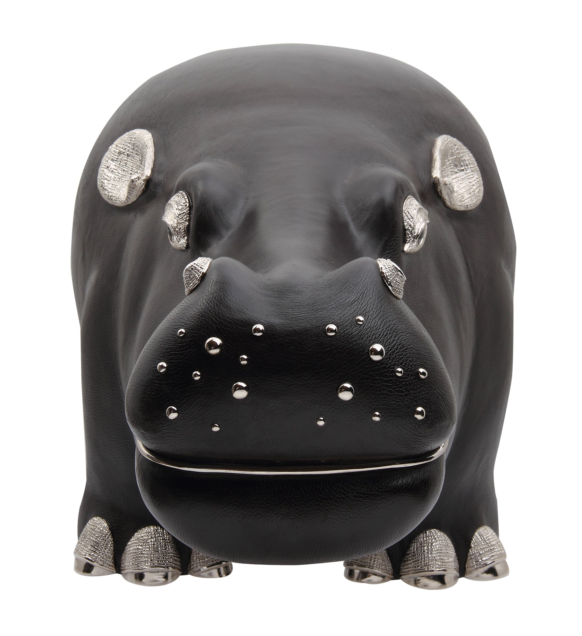 Brown Leather Hippo Stool