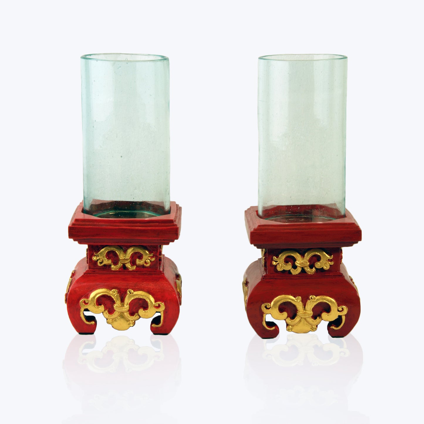 Glass and Wood candle holder (1 pair)