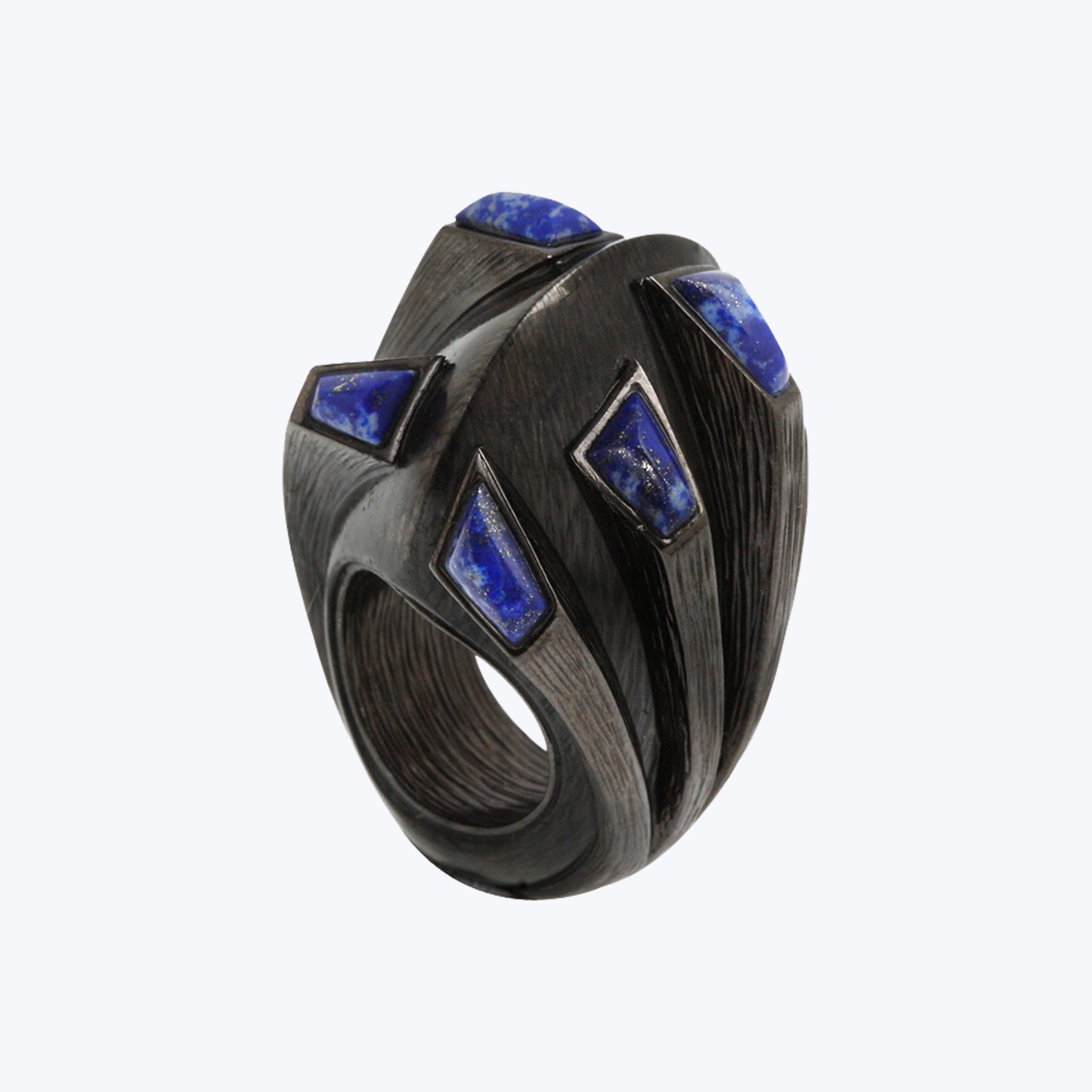 Carbon fiber ring with Lapis Lazuli