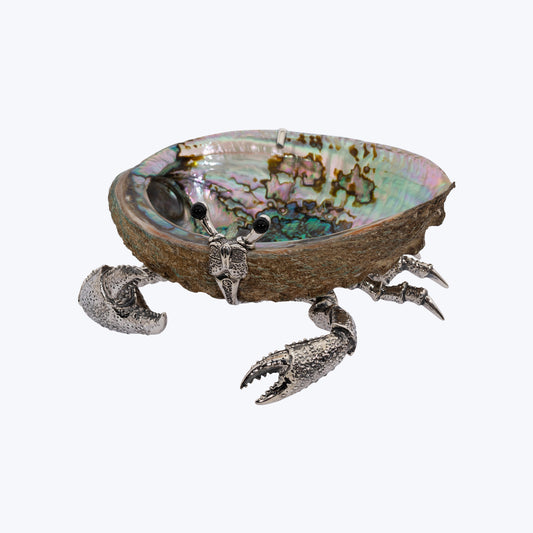 Abalone Shell Bowl with Silver Crab