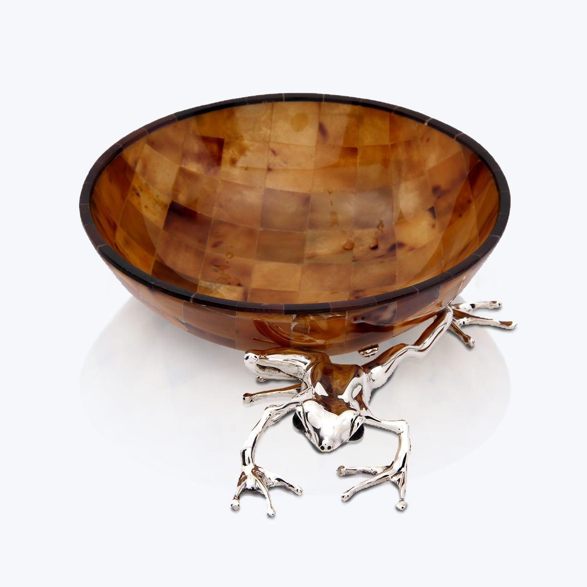 Brown Shell bowl with Silver frog