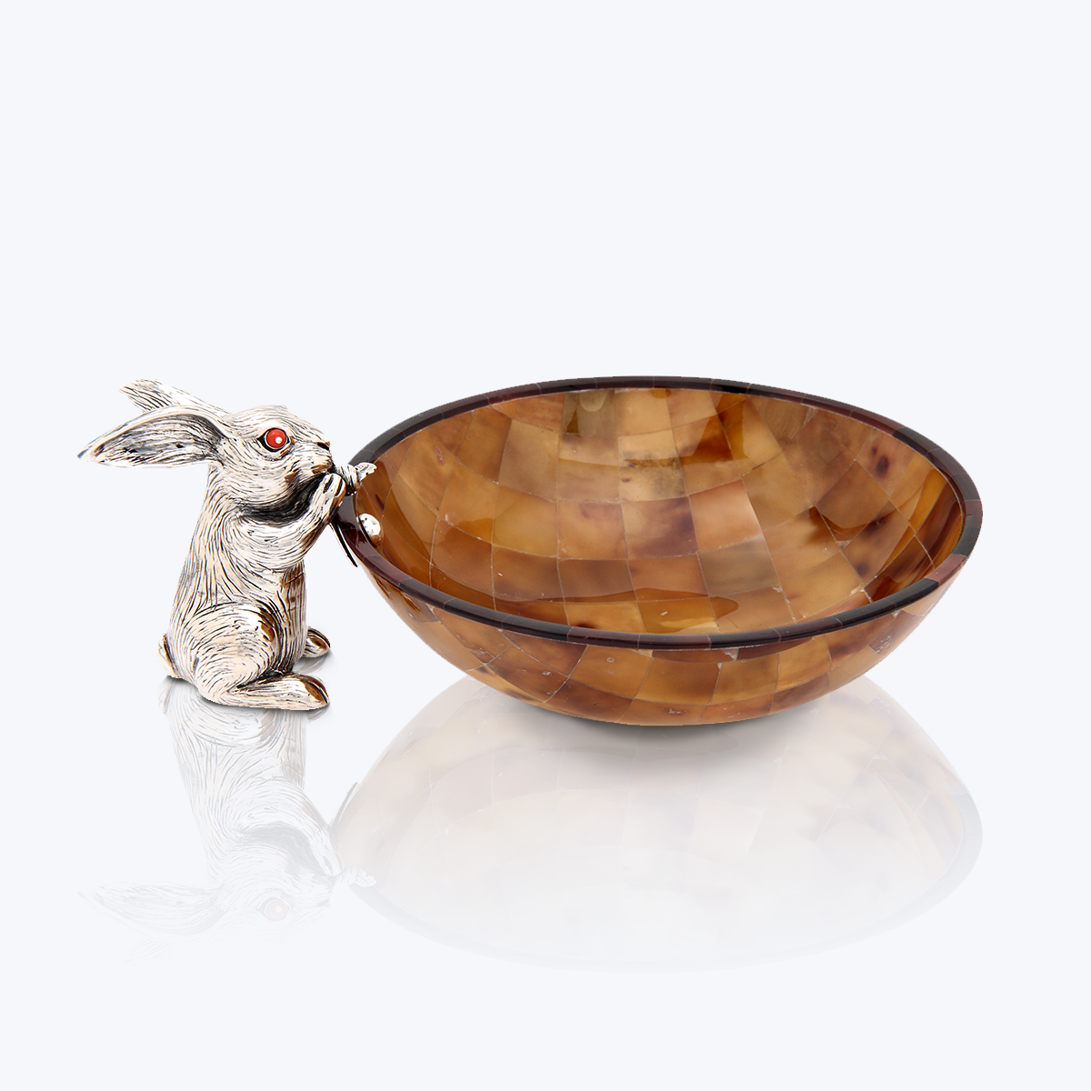 Brown Shell bowl with Silver Rabbit