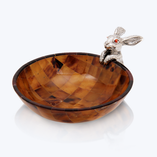 Brown Shell bowl with Silver Rabbit