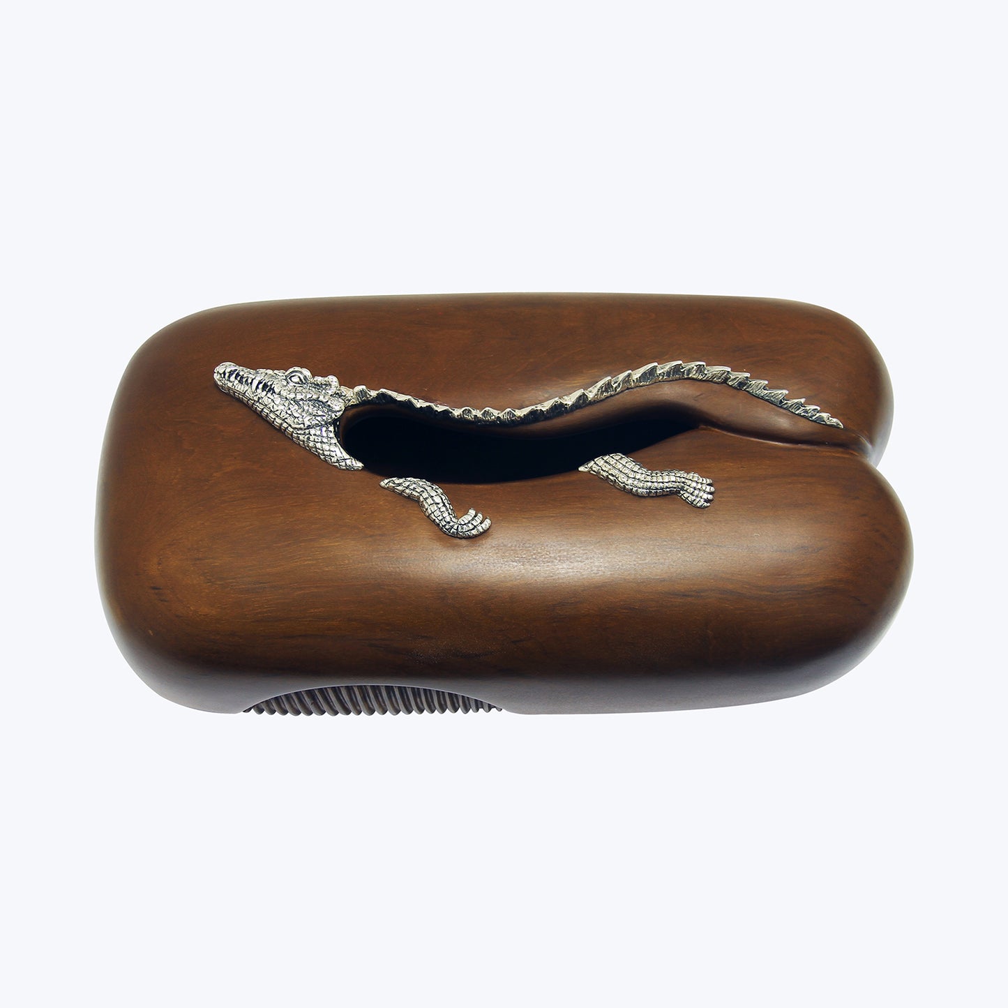 Tissue Box with Silver Crocodile