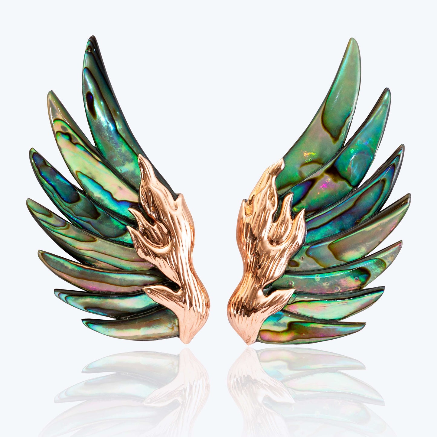 Carved Abalone Shell Earrings with 9K Pink Gold
