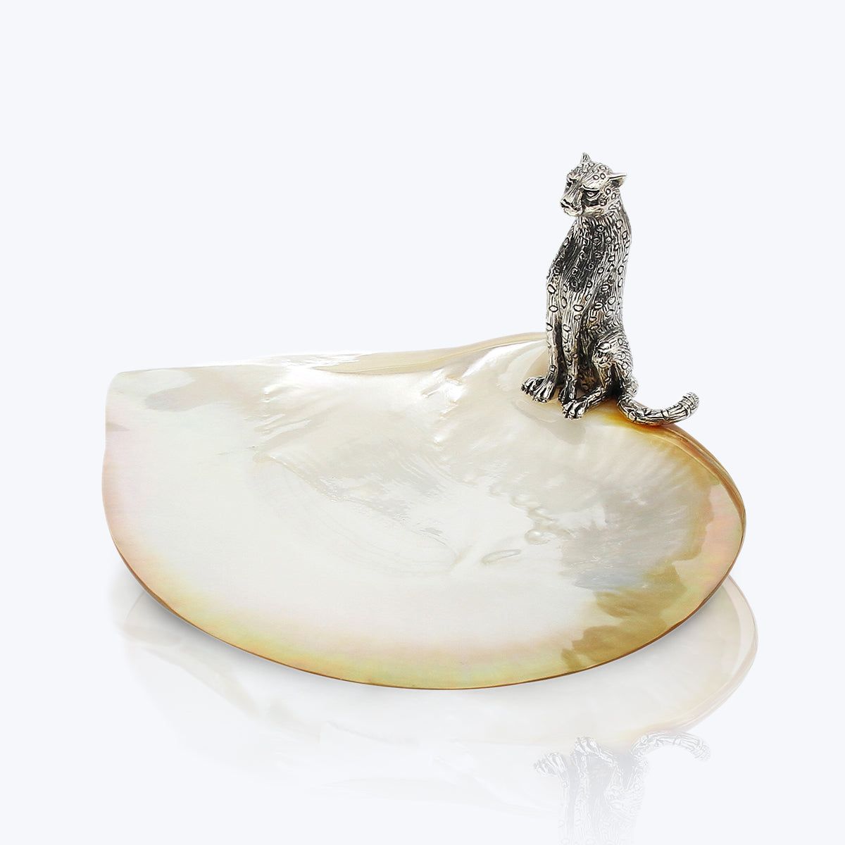 Mother of Pearl Plate with Cheetah