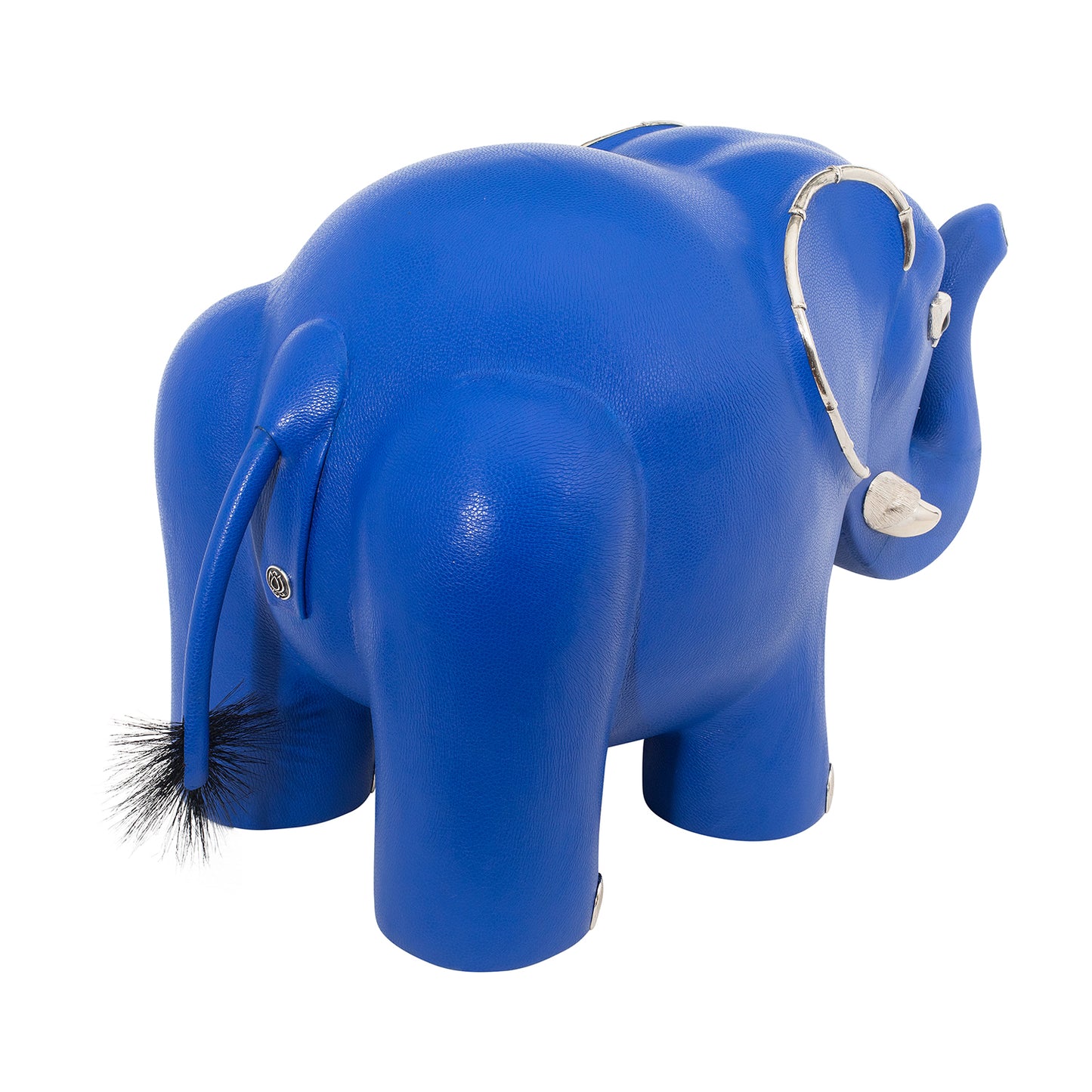 Blue Leather Elephant Stool