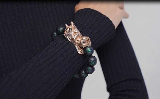 Dragon Mala Bracelet with Scarab Inlay