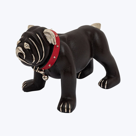 Bulldog Paperweight with a Red Leather Collar