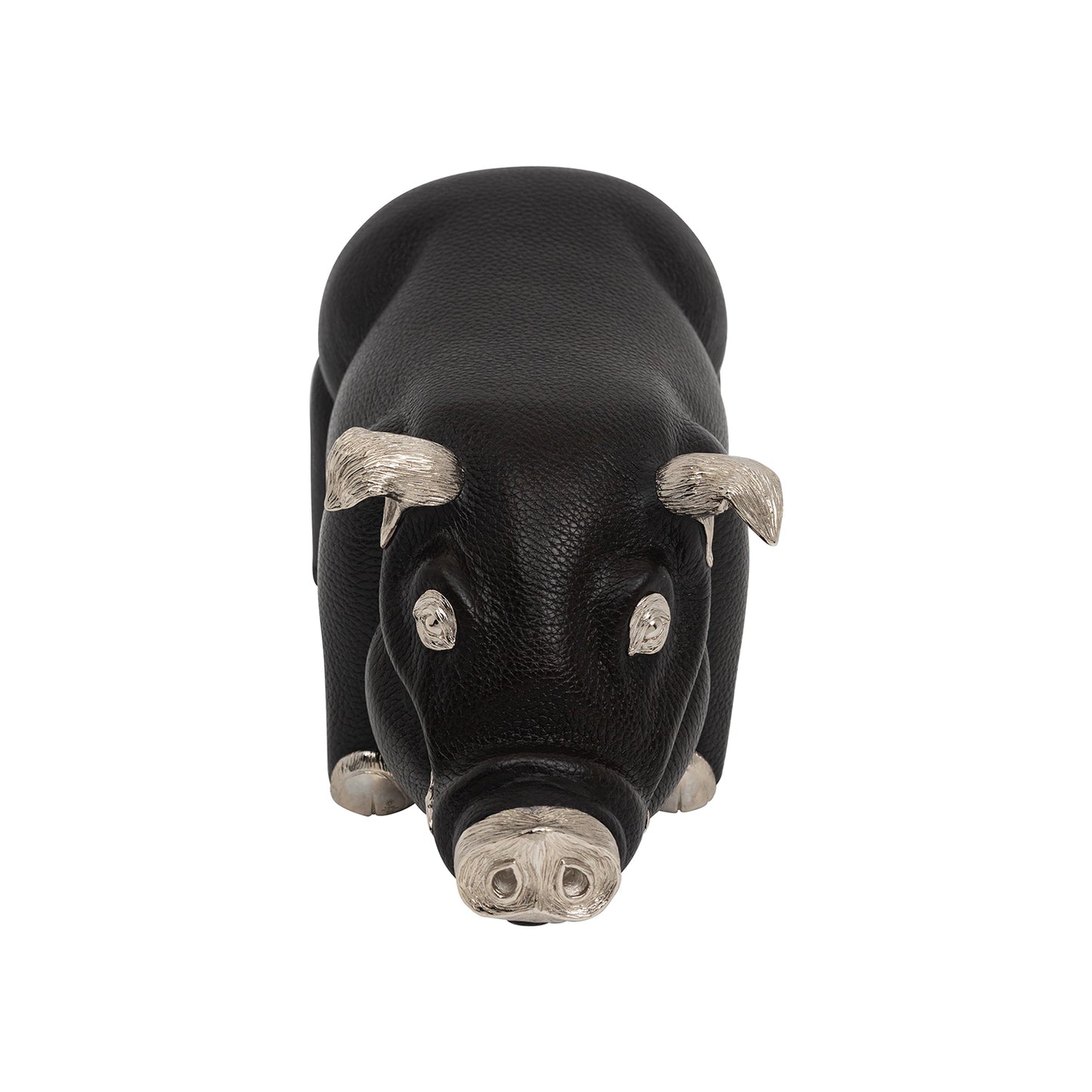 Brown Leather Pig Paperweight/Bookend