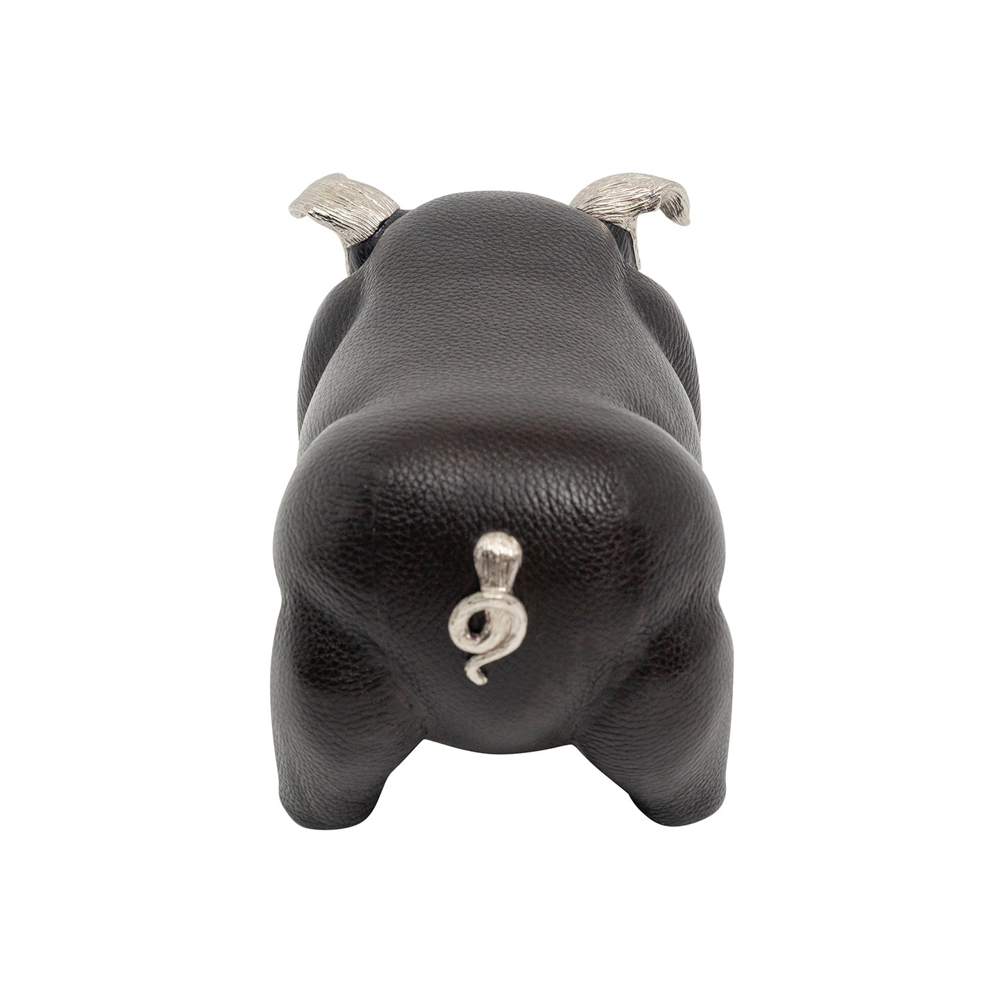 Brown Leather Pig Paperweight/Bookend