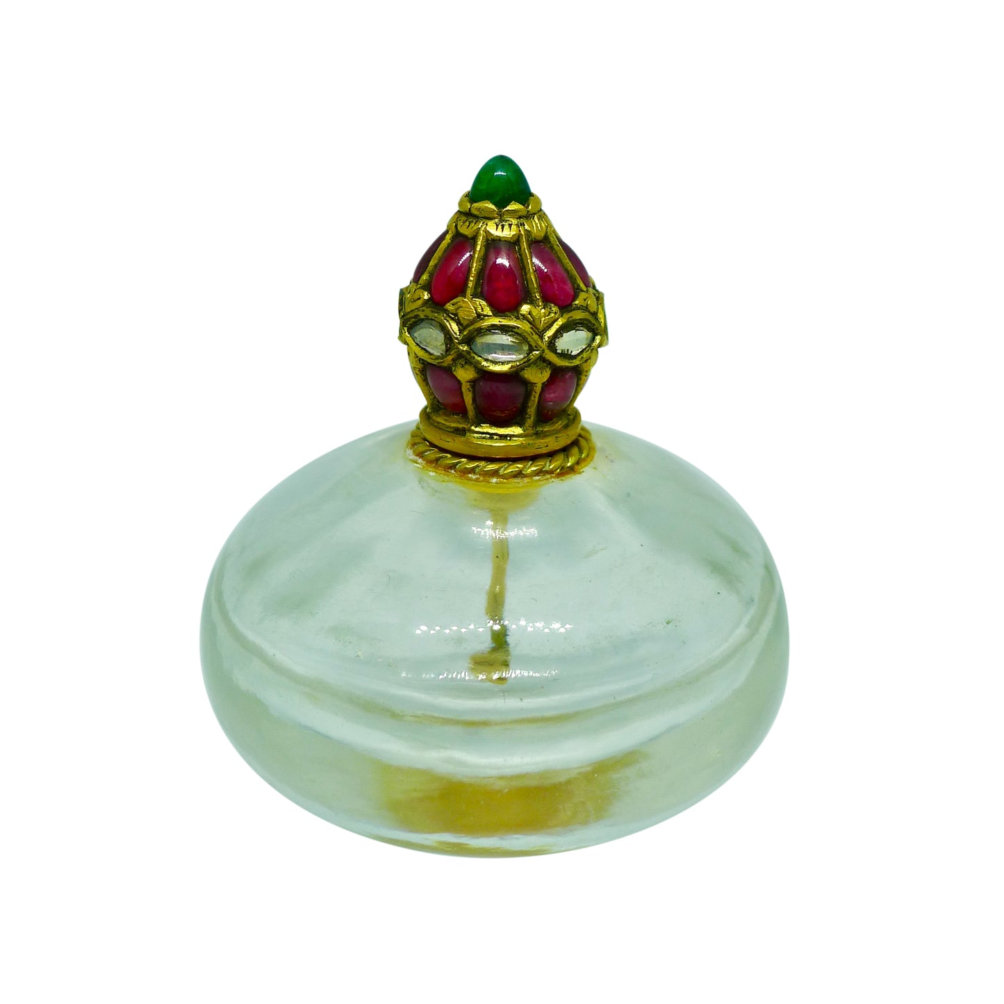 Rock Crystal Perfume Bottle set with Natural Burmese Cabochon Rubies
