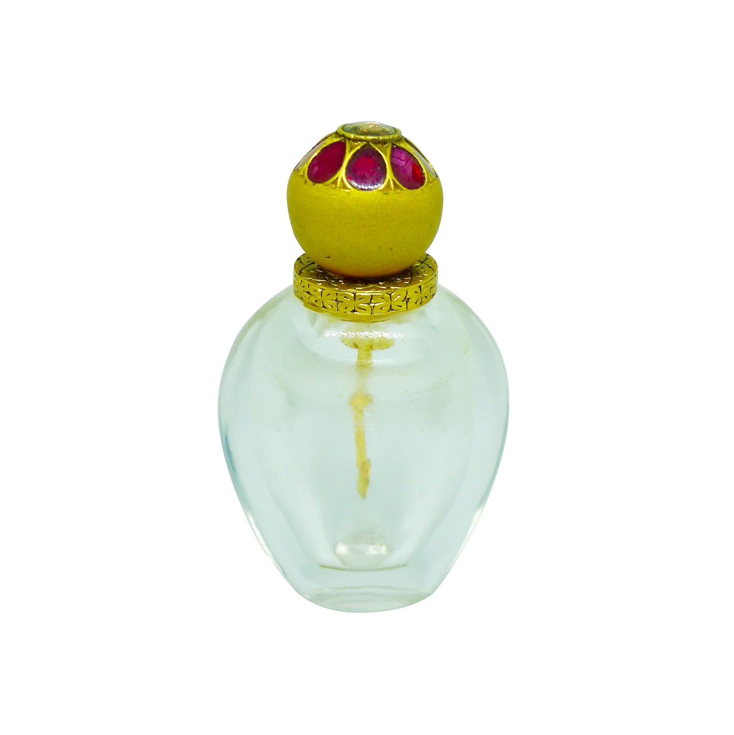 Rock Crystal Perfume Bottle with Natural Burmese Cabochon Rubies