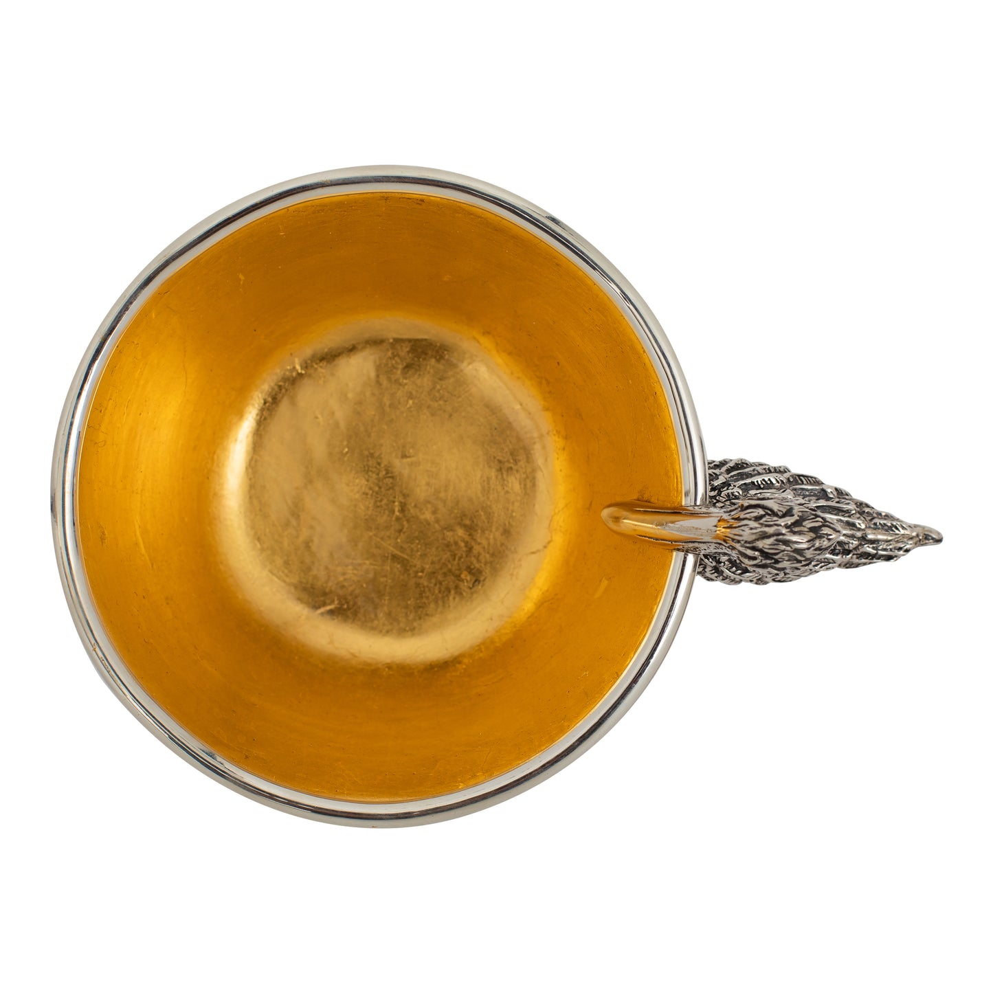 Galuchat Bowl with Sterling Silver Pelican and Lined with Gold Leaf