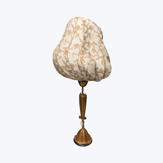 Lamp with Mulberry Paper and Lotus Brass Stand