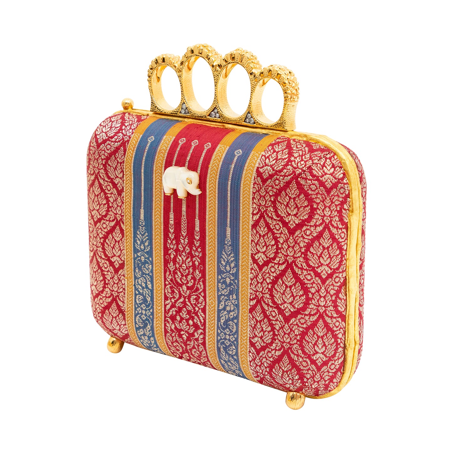 Silapacheep Textile Handbag with Elephant, Pink Tourmaline and Diamond