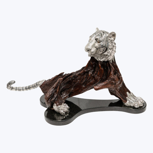 Stalking Tiger Silver Sculpture