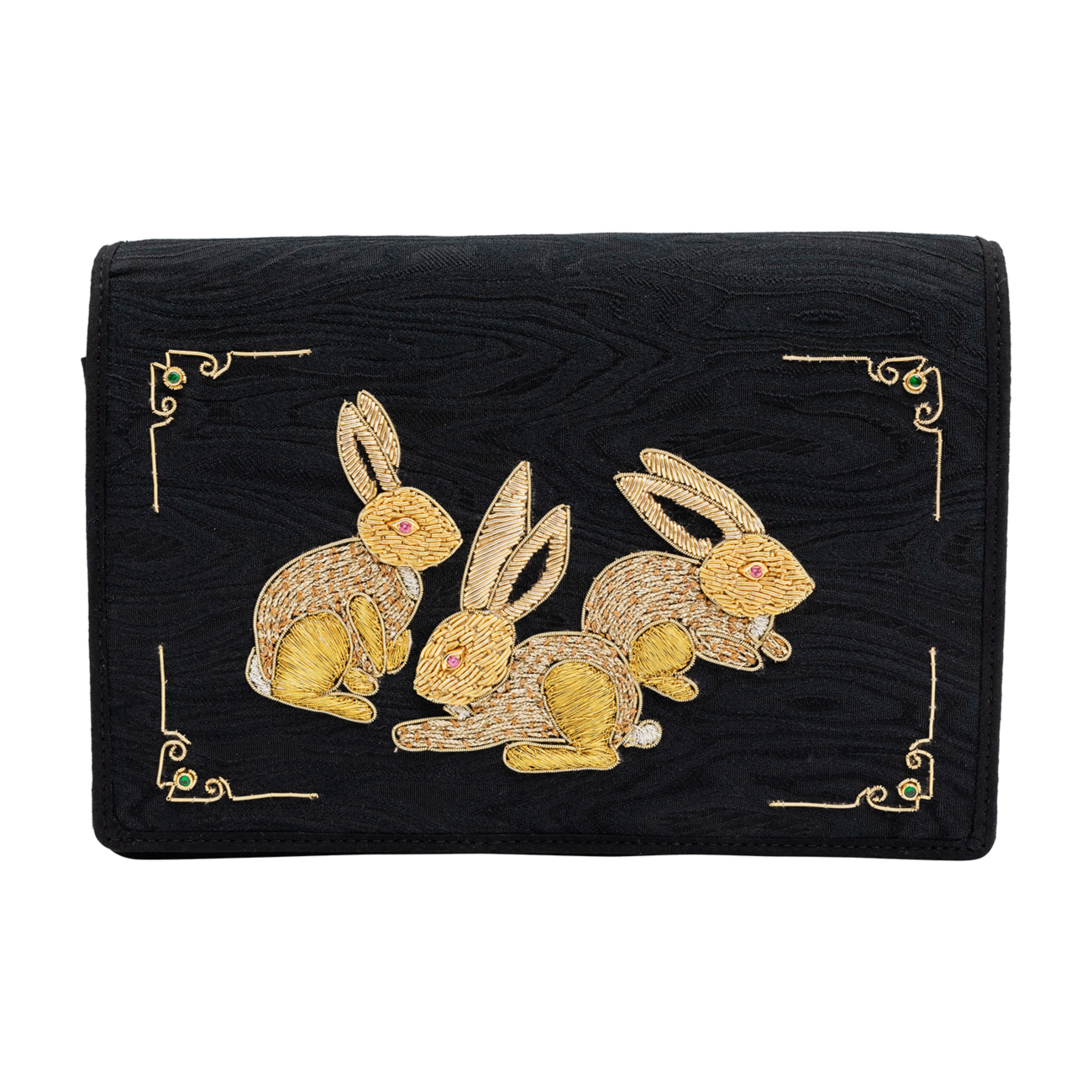 Grazing Rabbits Embroidered Clutch