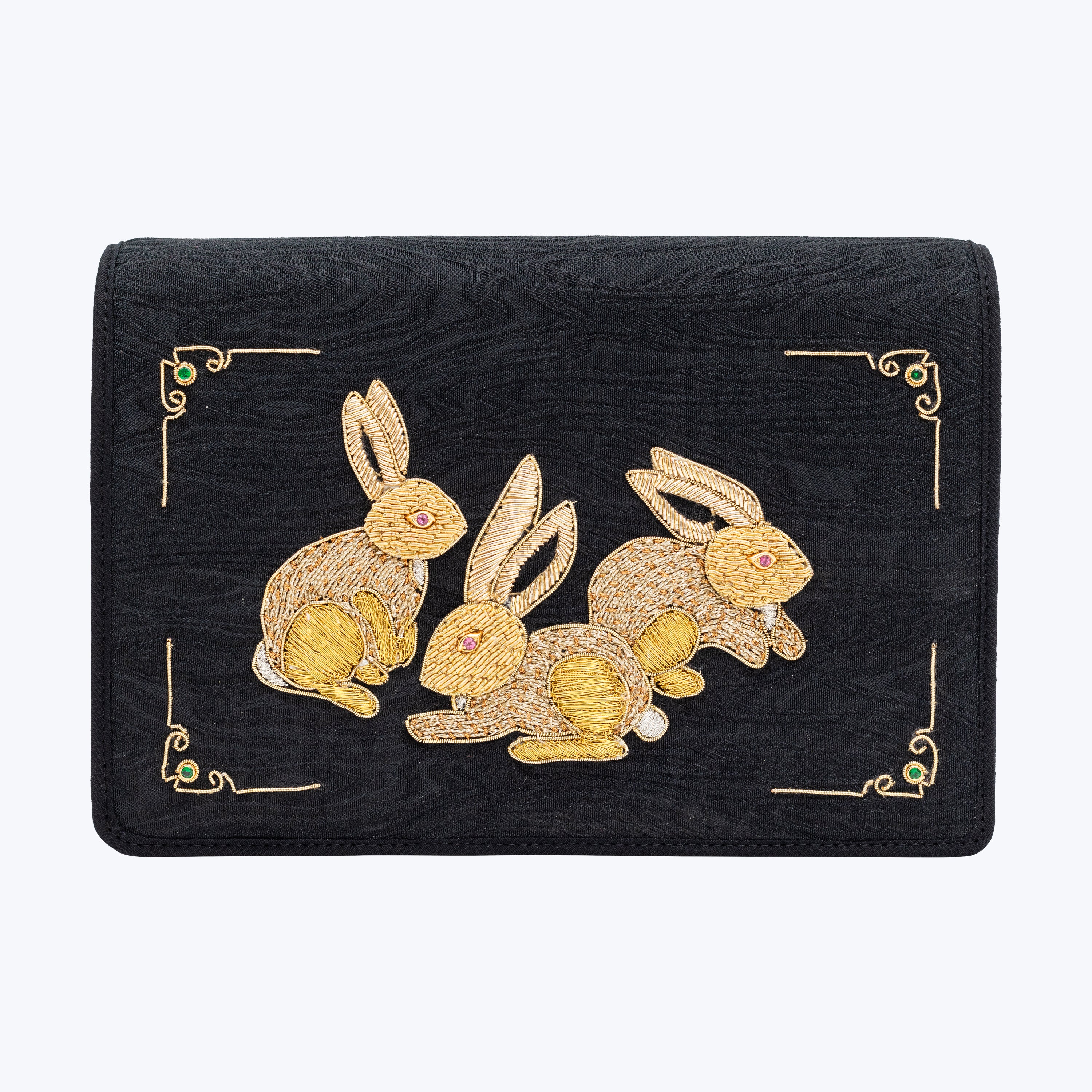 Grazing Rabbits Embroidered Clutch – Lotus Arts de Vivre
