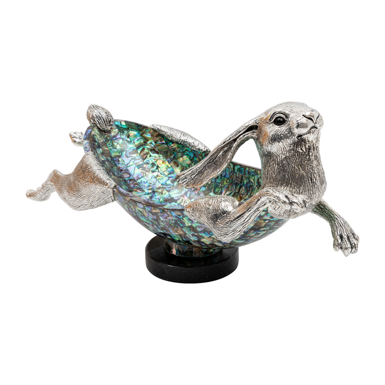Abalone Shell  Bowl with Leaping Rabbit