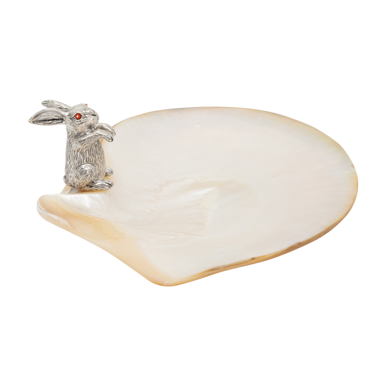 Mother of Pearl Canape Plate with Hopping Silver Rabbit