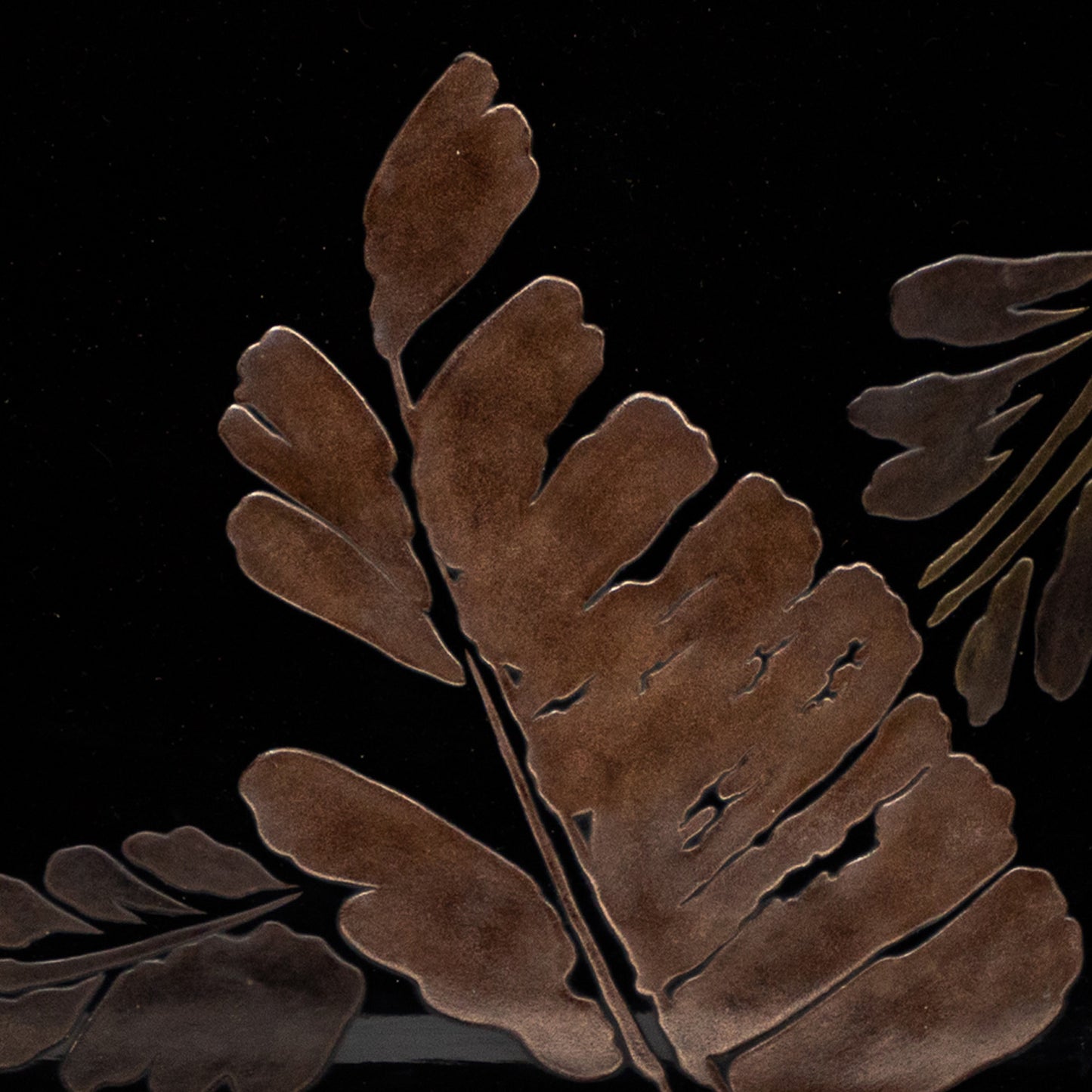 Japanese Lacquer Tray Set with Dark Leaf Motifs ( 2pcs/set )