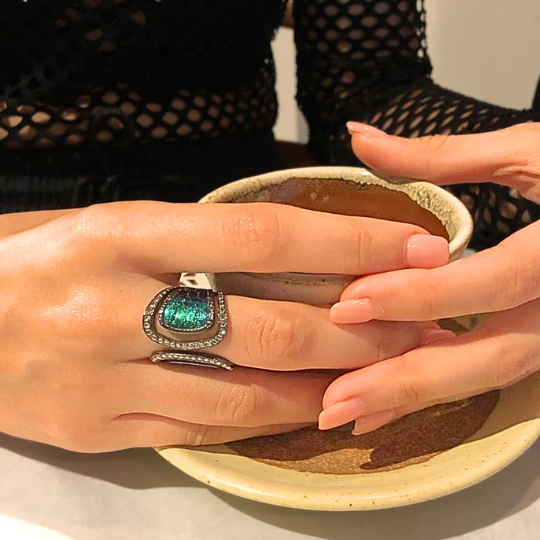 Scarab Ring Decorated with Diamonds